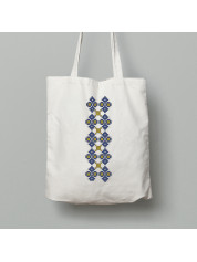 Екосумка шопер з бавовни 38х40см з патріотичним принтом "Жовто-блакитна українська вишиванка" (011113)