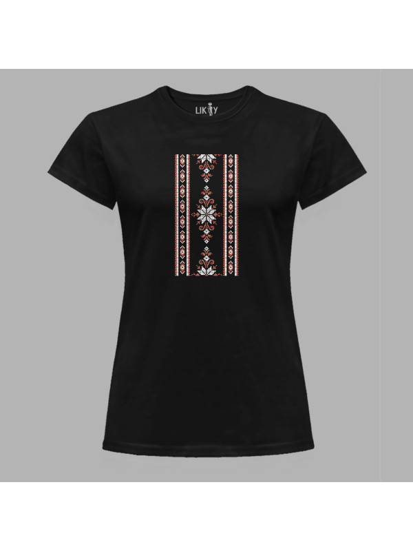 Футболка жіноча з патріотичним принтом "Вишиванка з візерунком" (011114)