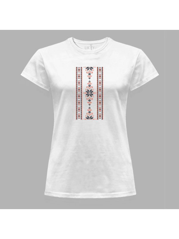 Футболка жіноча з патріотичним принтом "Вишиванка з візерунком" (011114)