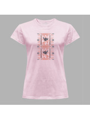 Футболка жіноча з патріотичним принтом "Вишиванка з візерунком та квітами" (011115)