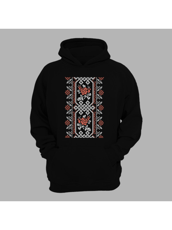 Худі з патріотичним принтом "Вишиванка з візерунком та квітами" (011115)