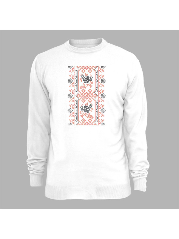 Світшот з патріотичним принтом "Вишиванка з візерунком та квітами" (011115)