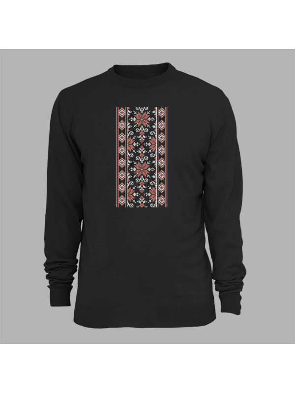 Світшот з патріотичним принтом "Вишиванка з ромбами та квітами" (011116)