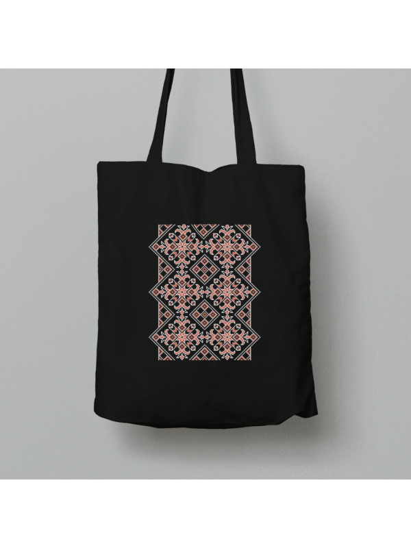 Екосумка шопер з бавовни 38х40см з патріотичним принтом "Ромбикова вишиванка" (011118)