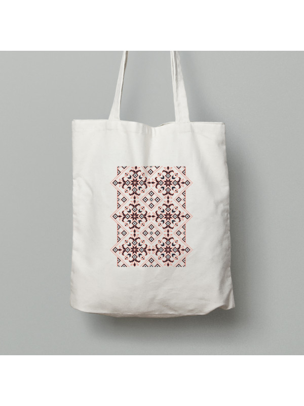 Екосумка шопер з бавовни 38х40см з патріотичним принтом "Ромбикова вишиванка" (011118)