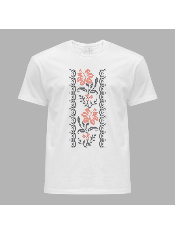 Футболка чоловіча з патріотичним принтом "Квіткова вишиваночка" (011119)