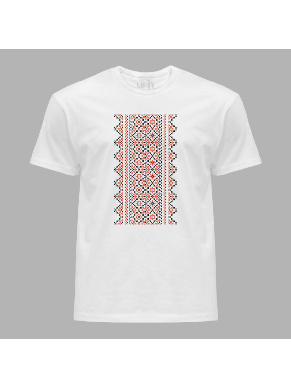 Футболка чоловіча з патріотичним принтом "Квіти на вишиванці" (011121)