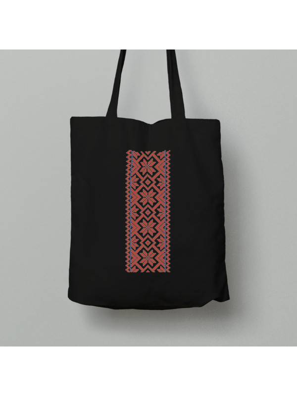 Екосумка шопер з бавовни 38х40см з патріотичним принтом "Прямокутна гарна вишиванка" (011123)