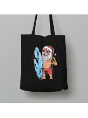 Екосумка шопер з бавовни 38х40см з новорічним принтом "Санта серфінгіст" (0211301)