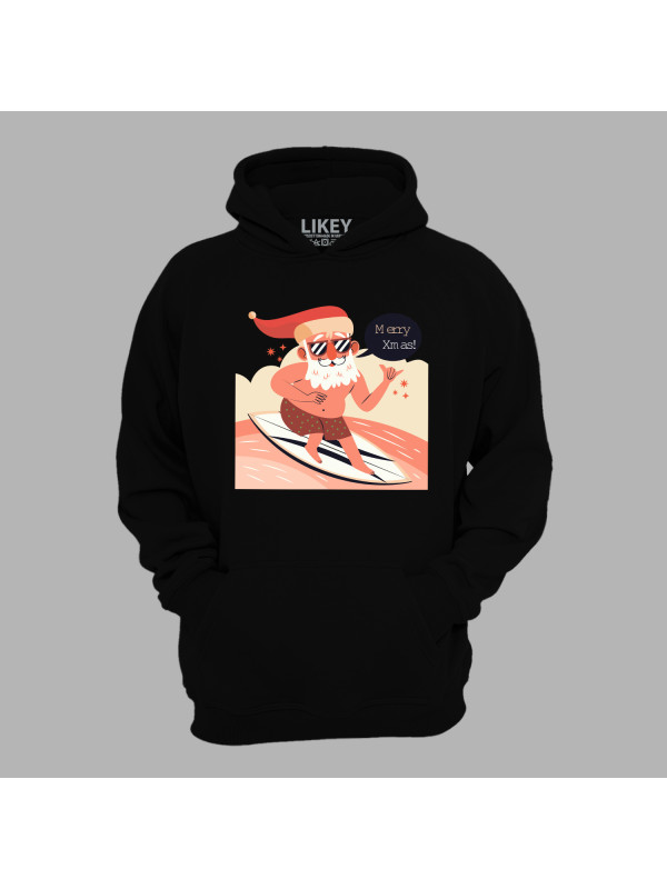 Худі з новорічним принтом "Санта серфінгіст спіймав хвилю" (0211302)