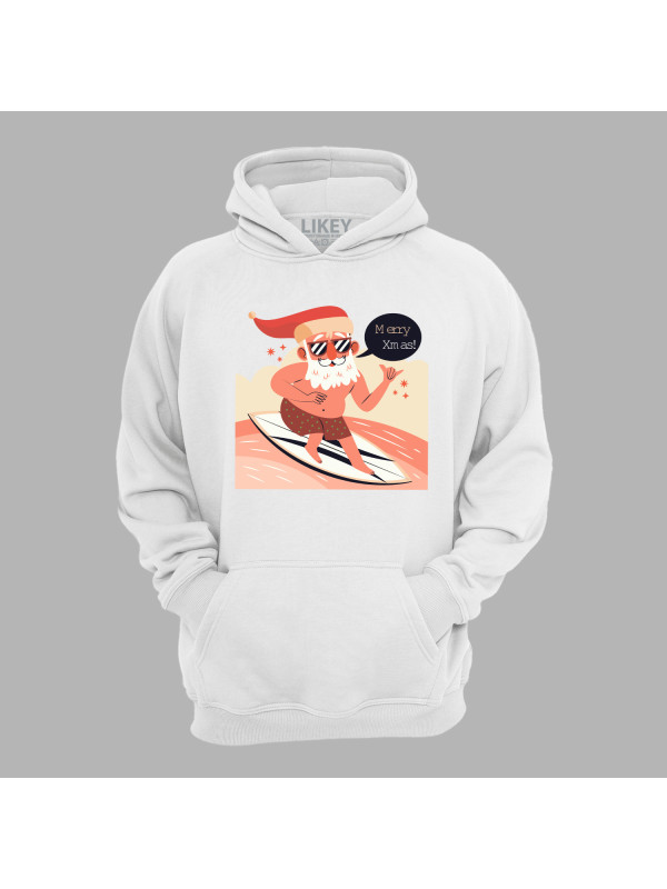 Худі з новорічним принтом "Санта серфінгіст спіймав хвилю" (0211302)