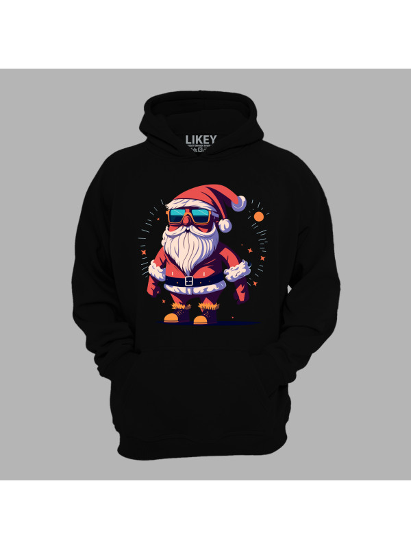 Худі з новорічним принтом "Сяючий Санта в окулярах" (0211303)