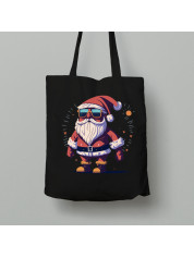 Екосумка шопер з бавовни 38х40см з новорічним принтом "Сяючий Санта в окулярах" (0211303)
