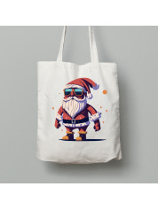 Екосумка шопер з бавовни 38х40см з новорічним принтом "Сяючий Санта в окулярах" (0211303)