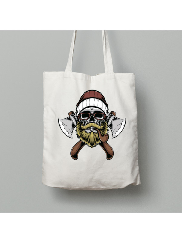 Екосумка шопер з бавовни 38х40см з новорічним принтом "Санта-пірат" (0211304)