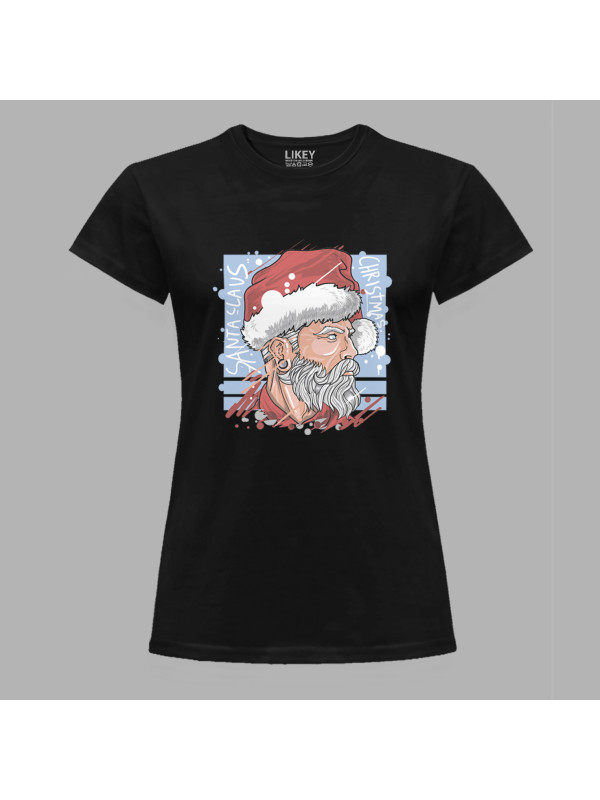 Футболка жіноча з новорічним принтом "Брутальний Санта" (0211305)