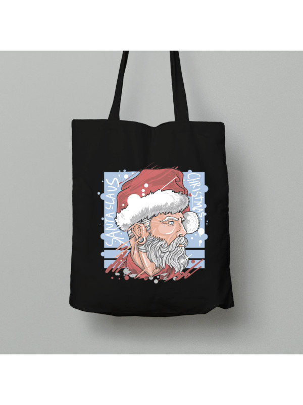 Екосумка шопер з бавовни 38х40см з новорічним принтом "Брутальний Санта" (0211305)