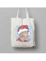 Екосумка шопер з бавовни 38х40см з новорічним принтом "Брутальний Санта" (0211305)