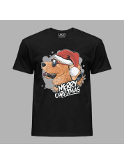 Футболка мужская с новогодним принтом "Рождественский пес в очках" Merry Christmas (0211306)