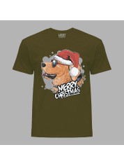 Футболка мужская с новогодним принтом "Рождественский пес в очках" Merry Christmas (0211306)