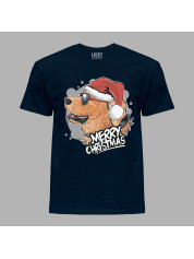 Футболка мужская с новогодним принтом "Рождественский пес в очках" Merry Christmas (0211306)