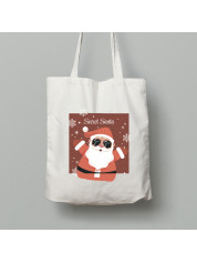 Екосумка шопер з бавовни 38х40см з новорічним принтом "Секрет Санти" (0211307)