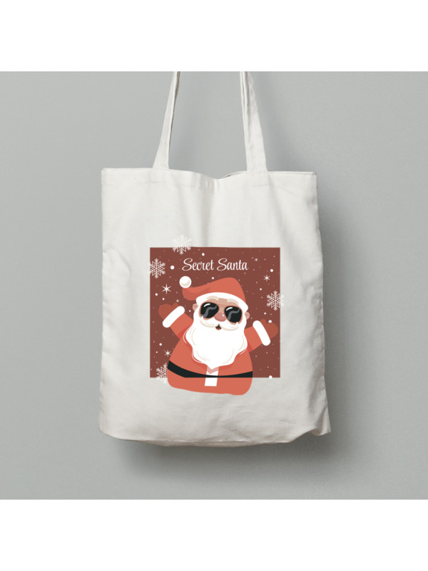 Екосумка шопер з бавовни 38х40см з новорічним принтом "Секрет Санти" (0211307)