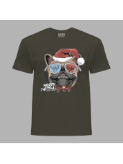 Новорічна футболка чоловіча з новорічним принтом "Санта мопс" Merry Christmas (0211309)