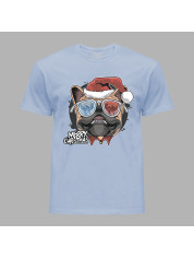 Новорічна футболка чоловіча з новорічним принтом "Санта мопс" Merry Christmas (0211309)