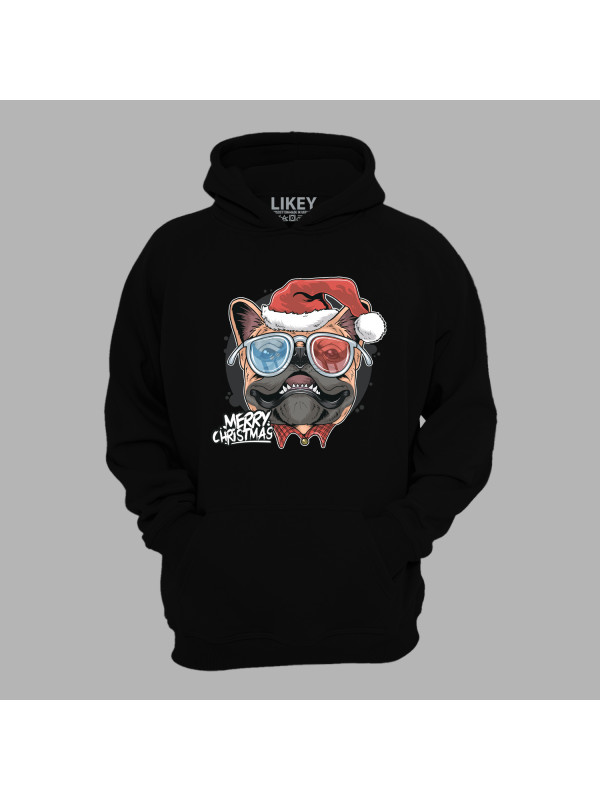 Худі з новорічним принтом "Санта мопс" Merry Christmas (0211309)