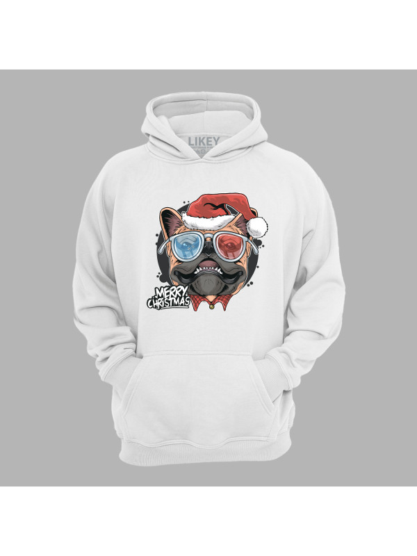 Худі з новорічним принтом "Санта мопс" Merry Christmas (0211309)