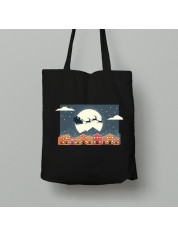 Екосумка шопер з бавовни 38х40см з новорічним принтом "Санта з оленями над містом" (0211310)