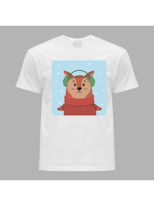 Футболка чоловіча з новорічним принтом "Зимова лисичка" (0211320)