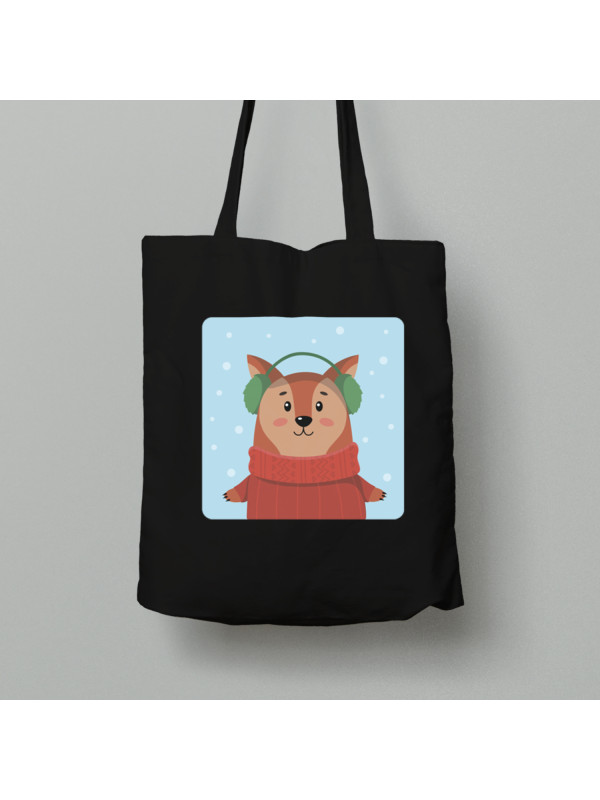 Екосумка шопер з бавовни 38х40см з новорічним принтом "Зимова лисичка" (0211320)