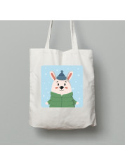 Екосумка шопер з бавовни 38х40см з новорічним принтом "Зимовий заєць" (0211321)