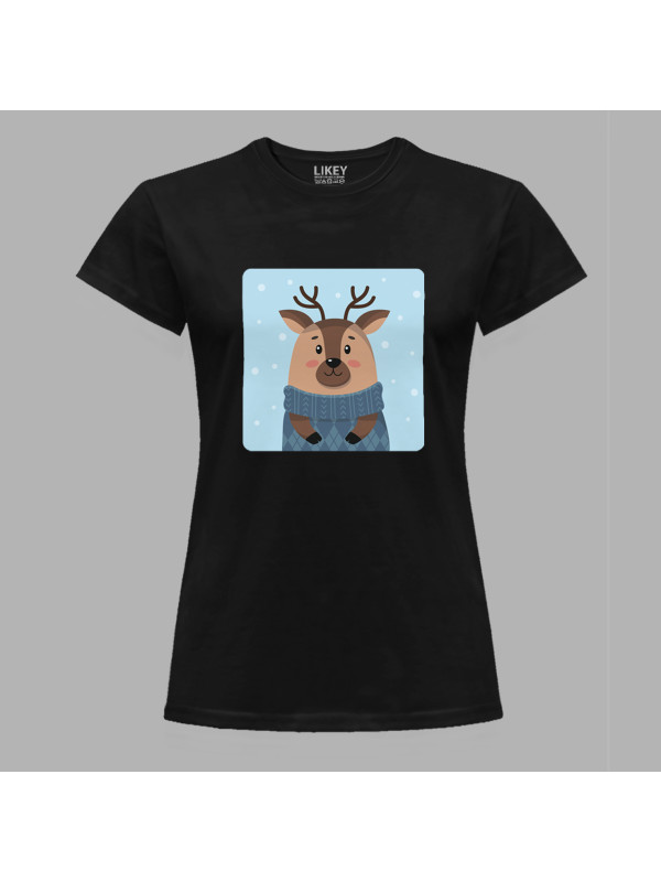 Футболка жіноча з новорічним принтом "Зимовий олень" (0211322)