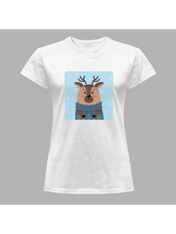 Футболка жіноча з новорічним принтом "Зимовий олень" (0211322)