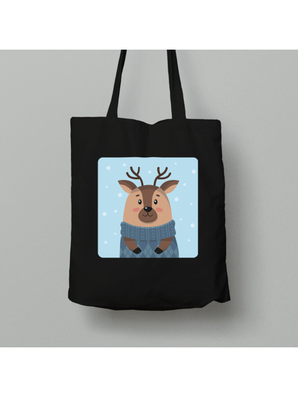 Екосумка шопер з бавовни 38х40см з новорічним принтом "Зимовий олень" (0211322)
