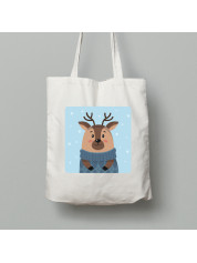 Екосумка шопер з бавовни 38х40см з новорічним принтом "Зимовий олень" (0211322)