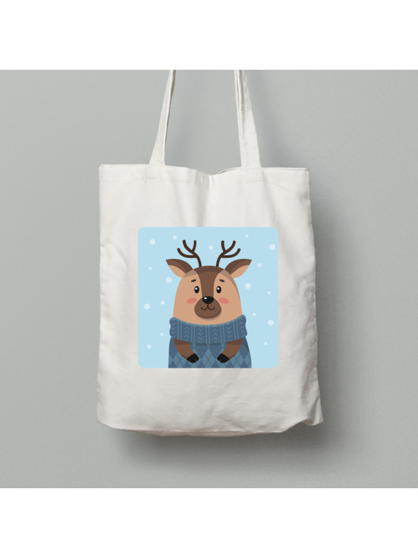 Екосумка шопер з бавовни 38х40см з новорічним принтом "Зимовий олень" (0211322)