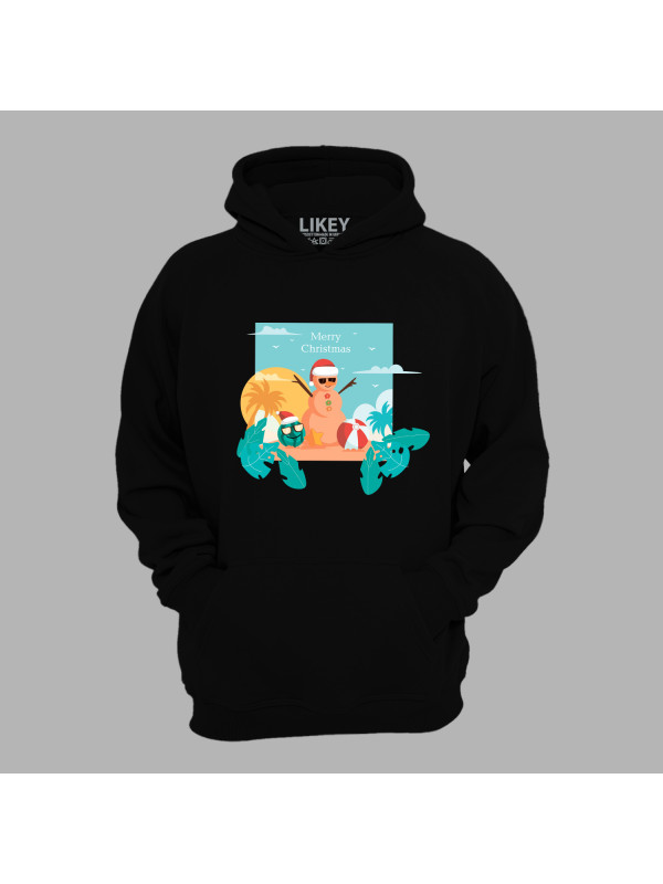 Худі з новорічним принтом "Сніговик на пляжі" (0211323)