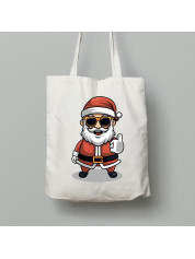 Екосумка на Новий Рік шопер з бавовни 38х40см з новорічним принтом "Кльовий Санта" (0211313)