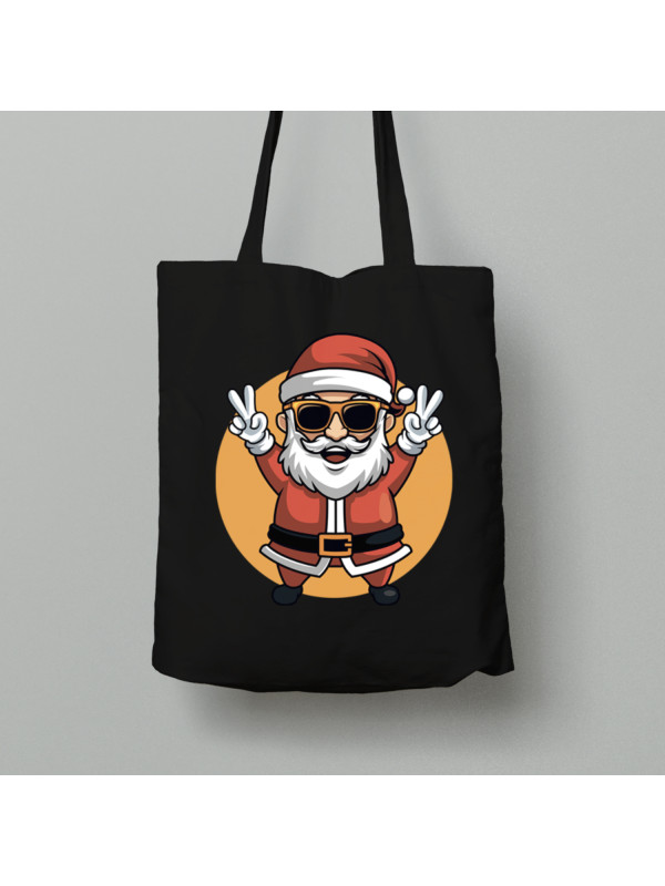 Екосумка шопер з бавовни 38х40см з новорічним принтом "Йо, Санта, Мир" (0211314)