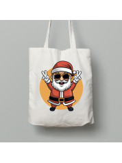Екосумка шопер з бавовни 38х40см з новорічним принтом "Йо, Санта, Мир" (0211314)
