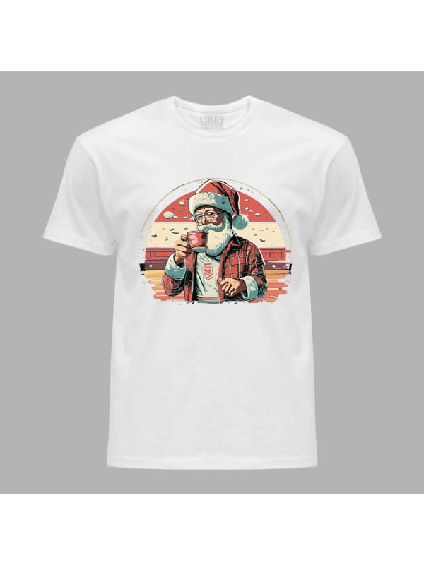 Футболка чоловіча з новорічним принтом "Доброго ранку, Санта" (0211315)