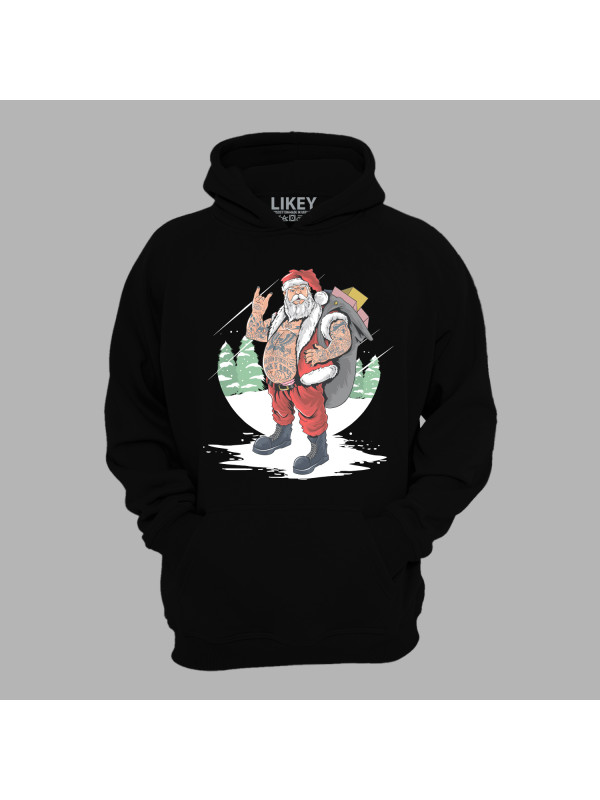 Худі з новорічним принтом "Татуйований Санта з подарунками" (0211316)