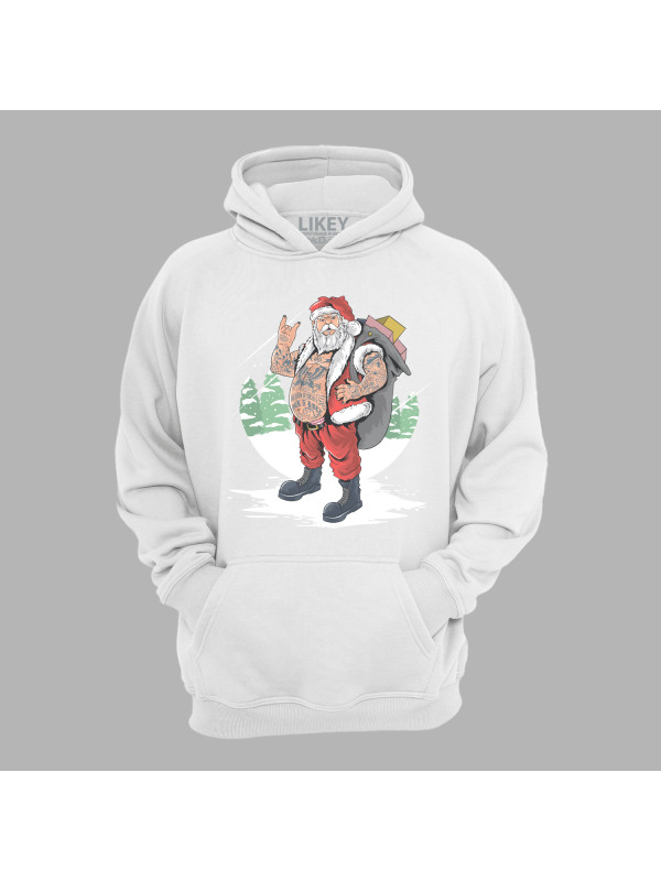 Худі з новорічним принтом "Татуйований Санта з подарунками" (0211316)