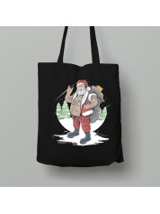 Екосумка шопер з бавовни 38х40см з новорічним принтом "Татуйований Санта з подарунками" (0211316)