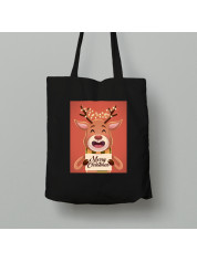 Екосумка шопер з бавовни 38х40см з новорічним принтом "Щасливий різдвяний олень" Merry Christmas (0211318)