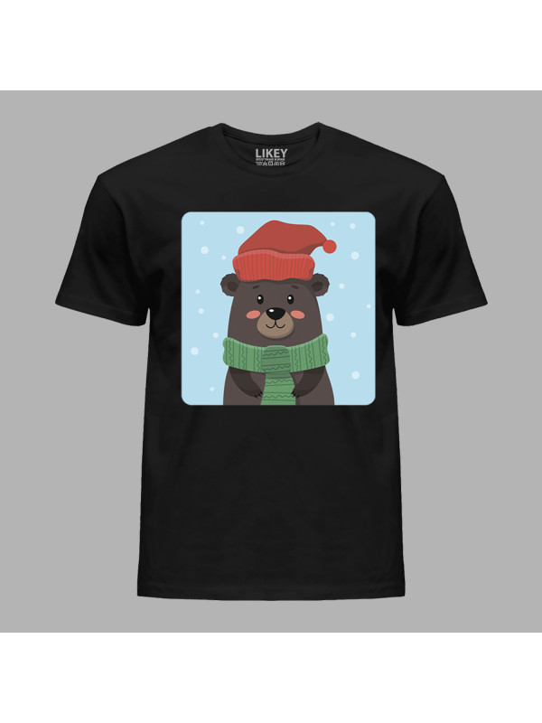 Футболка чоловіча з новорічним принтом "Зимовий ведмідь" (0211319)